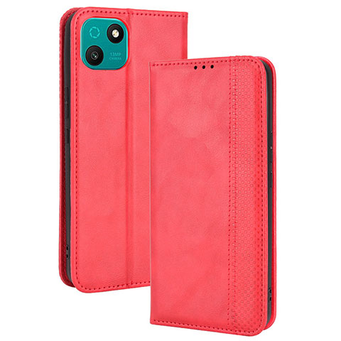 Custodia Portafoglio In Pelle Cover con Supporto BY4 per Wiko T10 Rosso