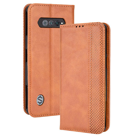 Custodia Portafoglio In Pelle Cover con Supporto BY4 per Xiaomi Black Shark 4S Pro 5G Marrone