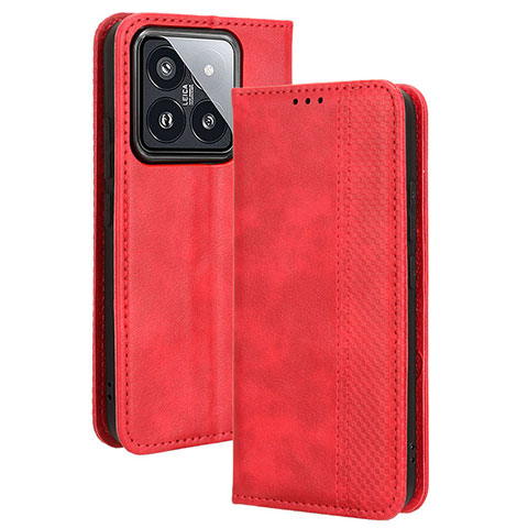 Custodia Portafoglio In Pelle Cover con Supporto BY4 per Xiaomi Mi 14 5G Rosso