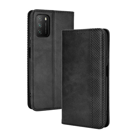 Custodia Portafoglio In Pelle Cover con Supporto BY4 per Xiaomi Poco M3 Nero