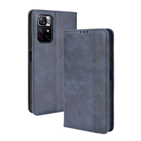 Custodia Portafoglio In Pelle Cover con Supporto BY4 per Xiaomi Poco M4 Pro 5G Blu