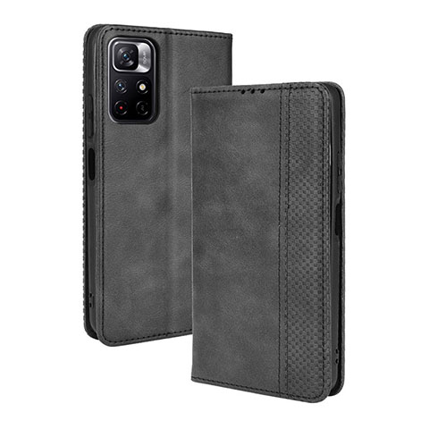 Custodia Portafoglio In Pelle Cover con Supporto BY4 per Xiaomi Poco M4 Pro 5G Nero