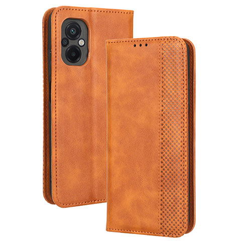 Custodia Portafoglio In Pelle Cover con Supporto BY4 per Xiaomi Poco M5 4G Marrone