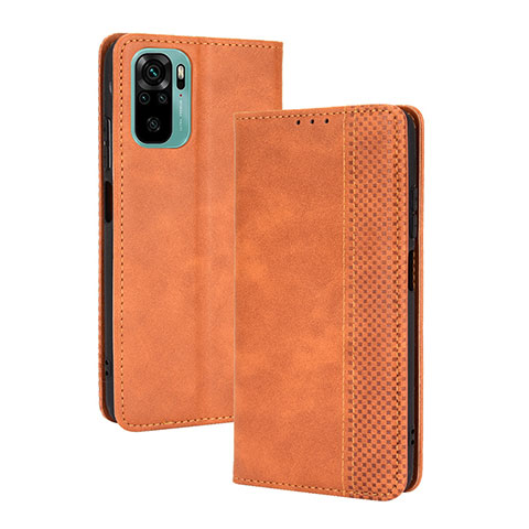 Custodia Portafoglio In Pelle Cover con Supporto BY4 per Xiaomi Poco M5S Marrone