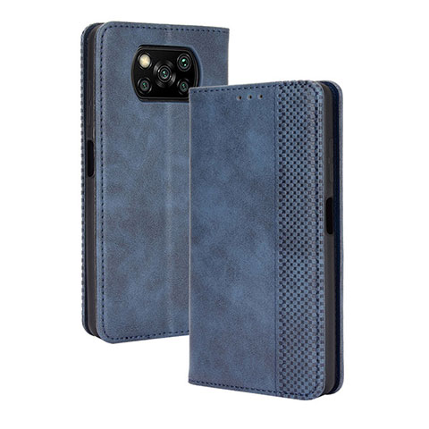 Custodia Portafoglio In Pelle Cover con Supporto BY4 per Xiaomi Poco X3 Blu