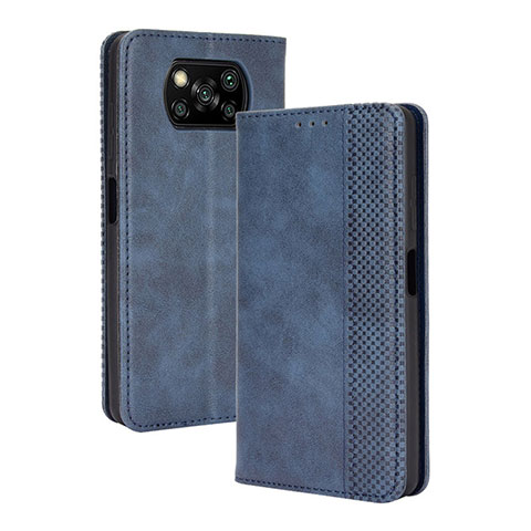 Custodia Portafoglio In Pelle Cover con Supporto BY4 per Xiaomi Poco X3 Pro Blu