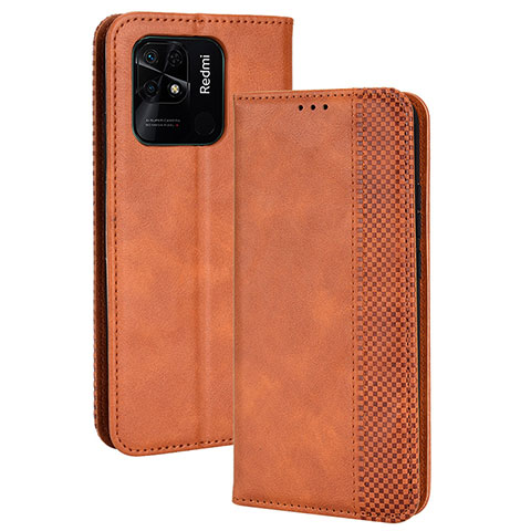 Custodia Portafoglio In Pelle Cover con Supporto BY4 per Xiaomi Redmi 10 Power Marrone