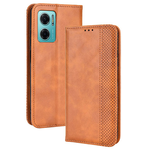 Custodia Portafoglio In Pelle Cover con Supporto BY4 per Xiaomi Redmi 10 Prime Plus 5G Marrone