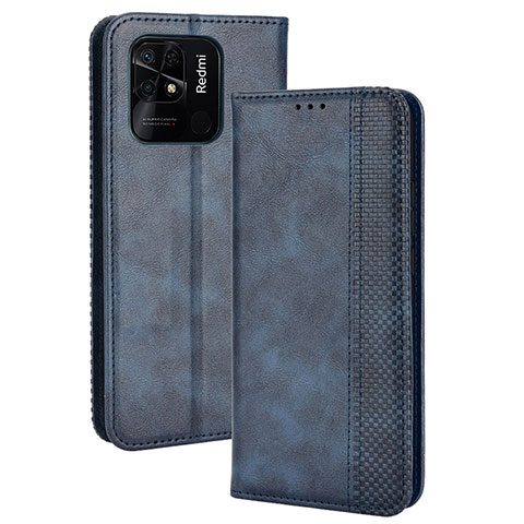 Custodia Portafoglio In Pelle Cover con Supporto BY4 per Xiaomi Redmi 10C 4G Blu