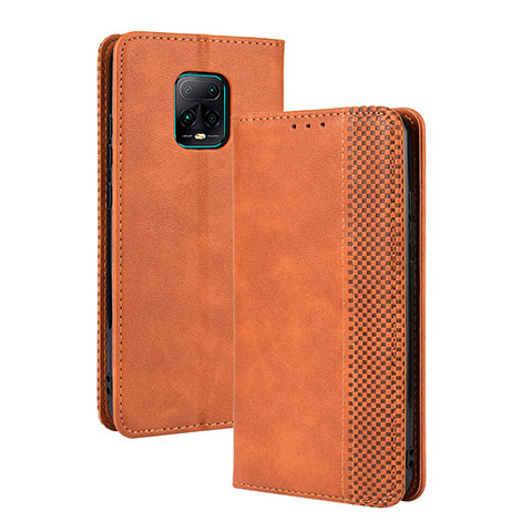 Custodia Portafoglio In Pelle Cover con Supporto BY4 per Xiaomi Redmi 10X Pro 5G Marrone