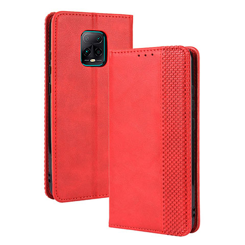 Custodia Portafoglio In Pelle Cover con Supporto BY4 per Xiaomi Redmi 10X Pro 5G Rosso