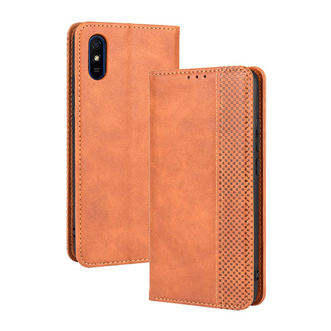 Custodia Portafoglio In Pelle Cover con Supporto BY4 per Xiaomi Redmi 9i Marrone