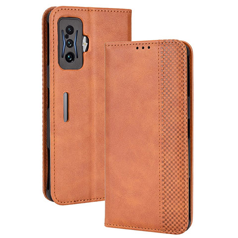 Custodia Portafoglio In Pelle Cover con Supporto BY4 per Xiaomi Redmi K50 Gaming 5G Marrone