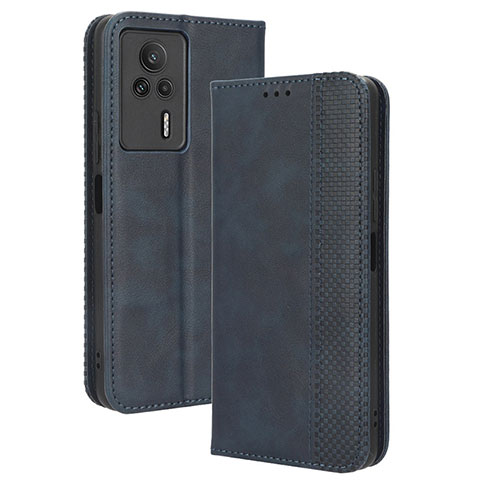 Custodia Portafoglio In Pelle Cover con Supporto BY4 per Xiaomi Redmi K60E 5G Blu