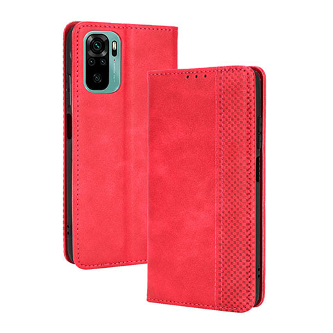 Custodia Portafoglio In Pelle Cover con Supporto BY4 per Xiaomi Redmi Note 10 4G Rosso