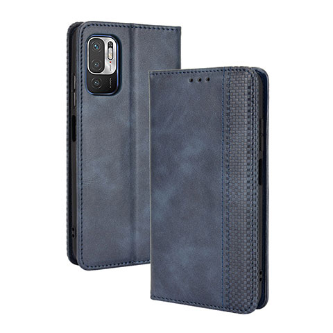 Custodia Portafoglio In Pelle Cover con Supporto BY4 per Xiaomi Redmi Note 10 5G Blu