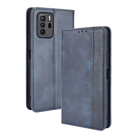 Custodia Portafoglio In Pelle Cover con Supporto BY4 per Xiaomi Redmi Note 10 Pro 5G Blu