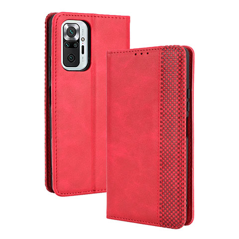 Custodia Portafoglio In Pelle Cover con Supporto BY4 per Xiaomi Redmi Note 10 Pro Max Rosso