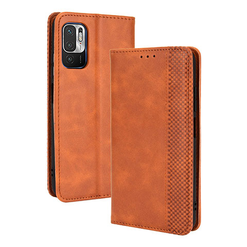 Custodia Portafoglio In Pelle Cover con Supporto BY4 per Xiaomi Redmi Note 10T 5G Marrone