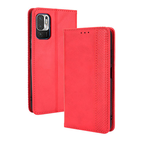 Custodia Portafoglio In Pelle Cover con Supporto BY4 per Xiaomi Redmi Note 10T 5G Rosso