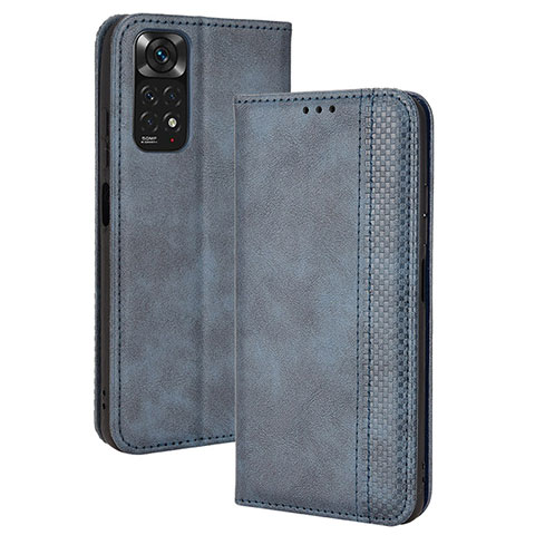 Custodia Portafoglio In Pelle Cover con Supporto BY4 per Xiaomi Redmi Note 11 4G (2022) Blu