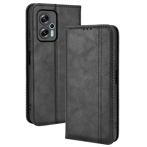 Custodia Portafoglio In Pelle Cover con Supporto BY4 per Xiaomi Redmi Note 11T Pro+ Plus 5G Nero