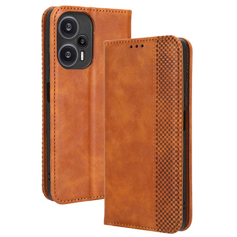 Custodia Portafoglio In Pelle Cover con Supporto BY4 per Xiaomi Redmi Note 12 Turbo 5G Marrone