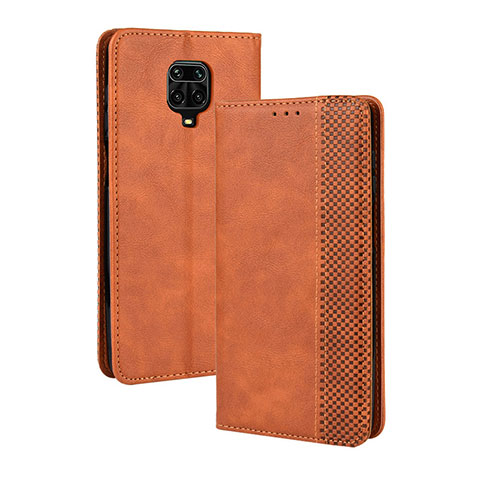 Custodia Portafoglio In Pelle Cover con Supporto BY4 per Xiaomi Redmi Note 9S Marrone