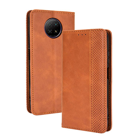 Custodia Portafoglio In Pelle Cover con Supporto BY4 per Xiaomi Redmi Note 9T 5G Marrone