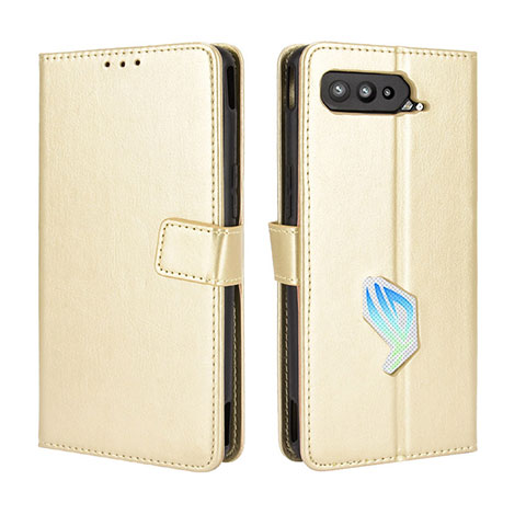 Custodia Portafoglio In Pelle Cover con Supporto BY5 per Asus ROG Phone 5 Pro Oro