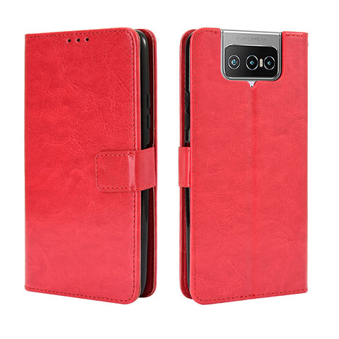 Custodia Portafoglio In Pelle Cover con Supporto BY5 per Asus Zenfone 7 Pro ZS671KS Rosso