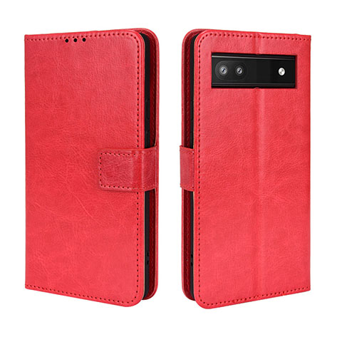 Custodia Portafoglio In Pelle Cover con Supporto BY5 per Google Pixel 6a 5G Rosso