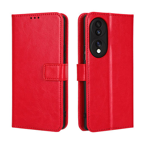 Custodia Portafoglio In Pelle Cover con Supporto BY5 per Huawei Honor 70 5G Rosso