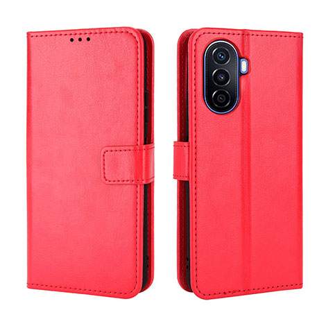 Custodia Portafoglio In Pelle Cover con Supporto BY5 per Huawei Nova Y70 Rosso