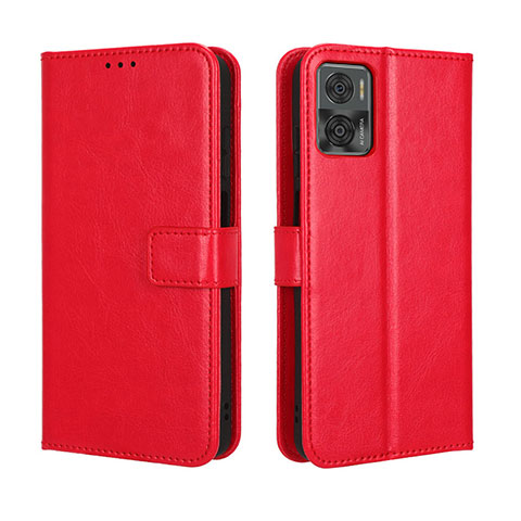 Custodia Portafoglio In Pelle Cover con Supporto BY5 per Motorola Moto E22i Rosso