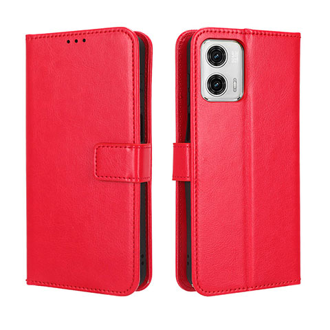 Custodia Portafoglio In Pelle Cover con Supporto BY5 per Motorola Moto G73 5G Rosso