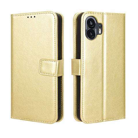 Custodia Portafoglio In Pelle Cover con Supporto BY5 per Nothing Phone 2 Oro