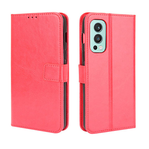 Custodia Portafoglio In Pelle Cover con Supporto BY5 per OnePlus Nord 2 5G Rosso