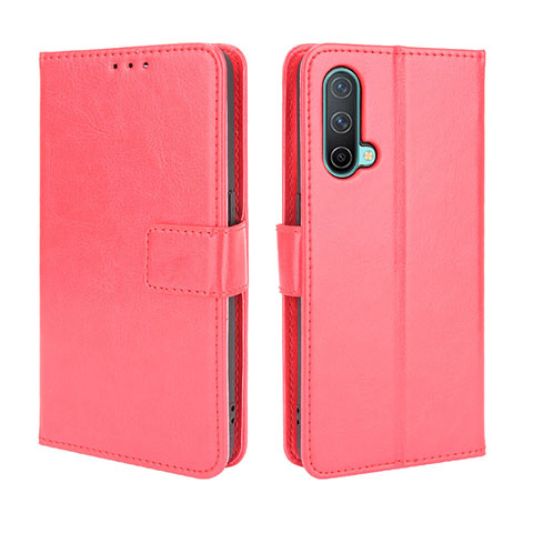 Custodia Portafoglio In Pelle Cover con Supporto BY5 per OnePlus Nord CE 5G Rosso