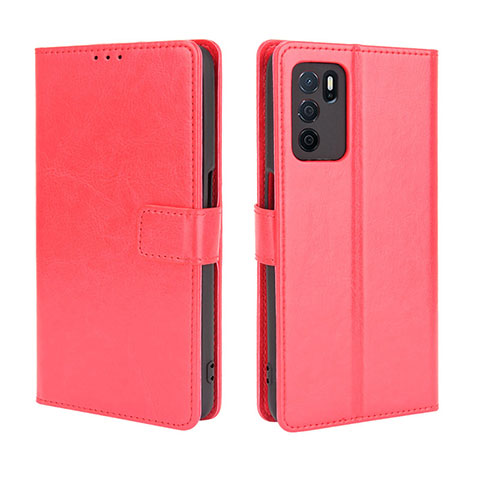 Custodia Portafoglio In Pelle Cover con Supporto BY5 per Oppo A16s Rosso