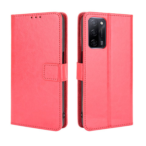 Custodia Portafoglio In Pelle Cover con Supporto BY5 per Oppo A53s 5G Rosso