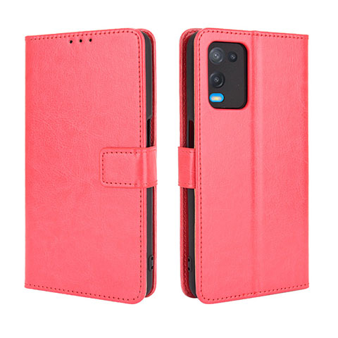 Custodia Portafoglio In Pelle Cover con Supporto BY5 per Oppo A54 4G Rosso