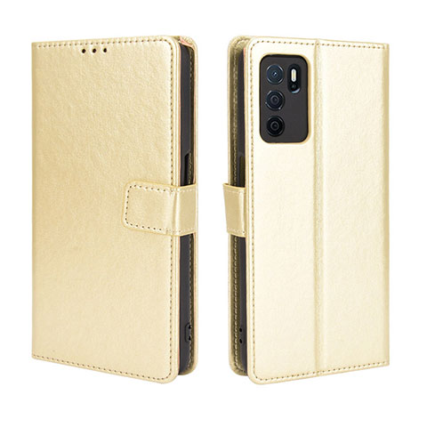 Custodia Portafoglio In Pelle Cover con Supporto BY5 per Oppo A54s Oro