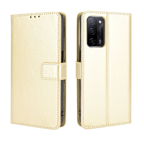 Custodia Portafoglio In Pelle Cover con Supporto BY5 per Oppo A55 5G Oro