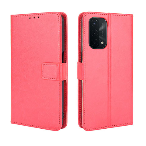 Custodia Portafoglio In Pelle Cover con Supporto BY5 per Oppo A74 5G Rosso