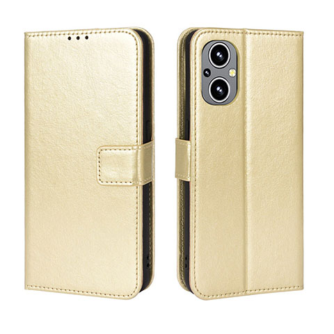 Custodia Portafoglio In Pelle Cover con Supporto BY5 per Oppo F21 Pro 5G Oro