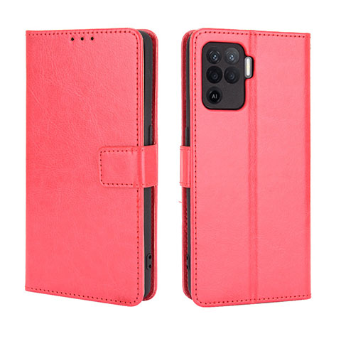 Custodia Portafoglio In Pelle Cover con Supporto BY5 per Oppo Reno5 F Rosso