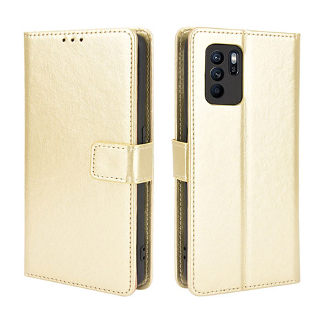 Custodia Portafoglio In Pelle Cover con Supporto BY5 per Oppo Reno6 Z 5G Oro