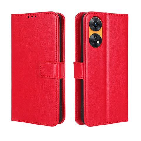 Custodia Portafoglio In Pelle Cover con Supporto BY5 per Oppo Reno8 T 4G Rosso