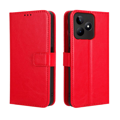 Custodia Portafoglio In Pelle Cover con Supporto BY5 per Realme C53 Rosso